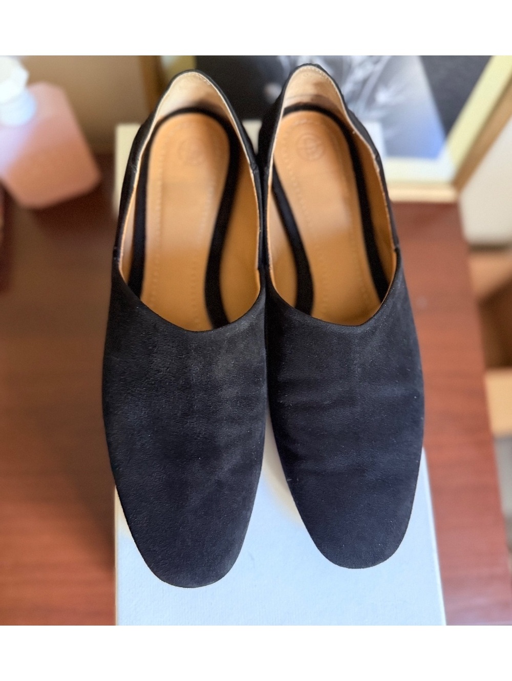 THE ROW Noelle Black Suede Loafers | Size 8.5